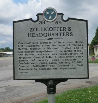 Zollicoffer's Headquarters Marker image. Click for full size.