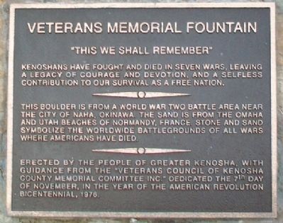 Veterans Memorial Fountain Marker. Click for full size. Veterans Memorial Fountain Marker image. Click for full size.