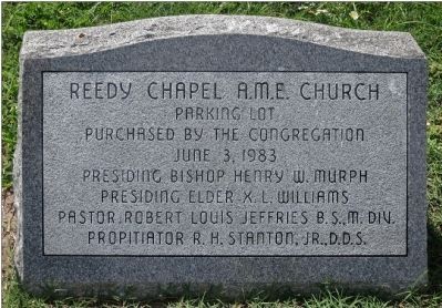 Reedy Chapel A. M. E. Church Monument to the Parking Lot image. Click for full size.