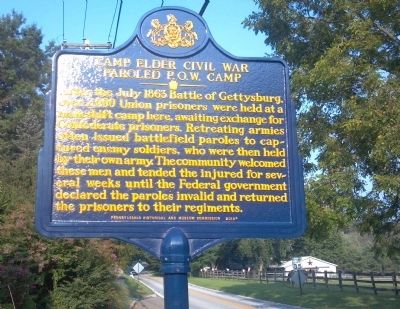 Camp Elder Civil War Paroled P.O.W. Camp Marker image. Click for full size.