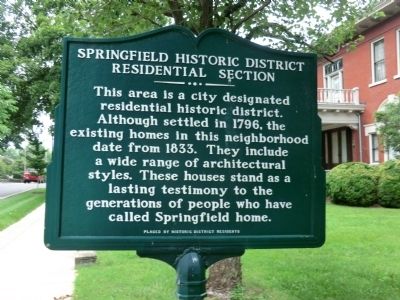 Springfield Historic District Residential Section Marker image. Click for full size.