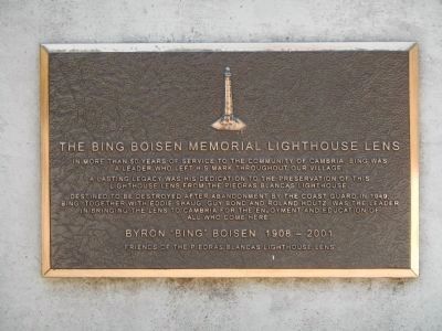 The Bing Boisen Memorial Lighthouse Lens Plaque image. Click for full size.