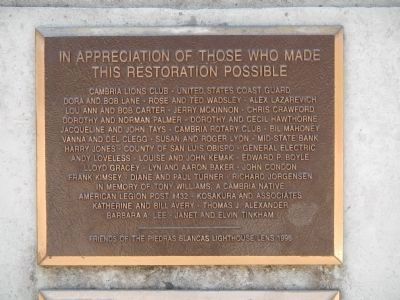 In Appreciation of Those Who Made This Restoration Possible Plaque image. Click for full size.