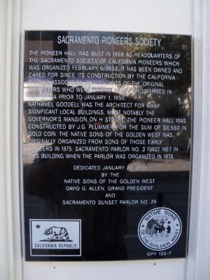 Sacramento Pioneers Society Marker image. Click for full size.