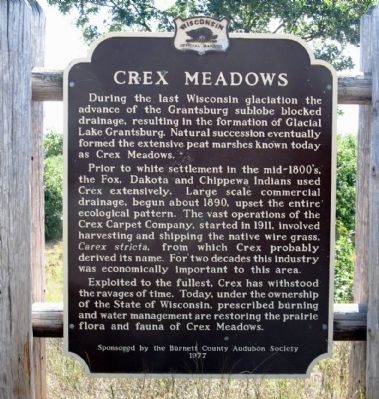 Crex Meadows Marker. Click for full size. Crex Meadows Marker image. Click for full size.