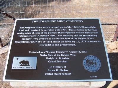 The Josephine Mine Cemetery Marker image. Click for full size.