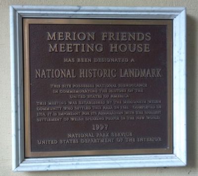 Merion Friends Meeting House Marker. Click for full size. Merion Friends Meeting House Marker image. Click for full size.