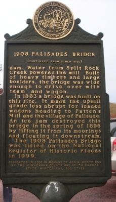 1908 Palisades Bridge Marker, Side 2 image. Click for full size.