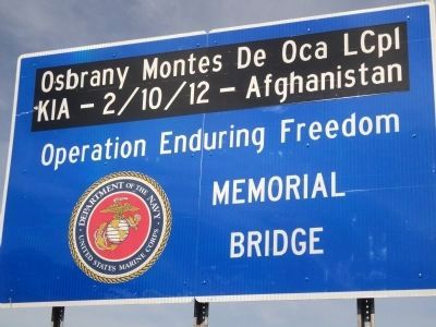 LCpl Osbrany Montes de Oca Bridge Marker image. Click for full size.
