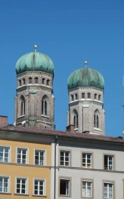 Our Lady Cathedral's steeples towering over Old Munich. Click for full size. Our Lady Cathedral's steeples towering over Old Munich image. Click for full size.