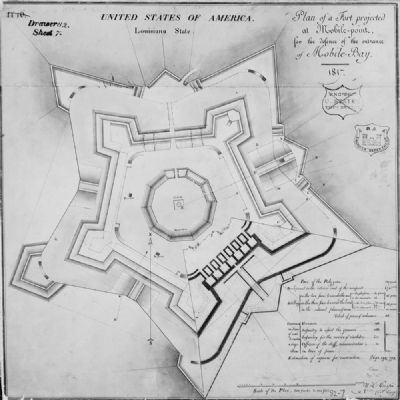 Drawn Plans of Fort Morgan by Captain William Tell Paupin, 1817. Click for full size. Drawn Plans of Fort Morgan by Captain William Tell Paupin, 1817 image. Click for full size.