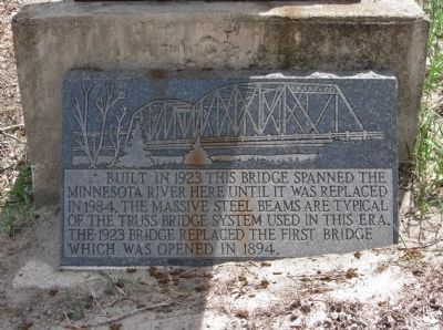 1923 Minnesota River Bridge Marker. Click for full size. 1923 Minnesota River Bridge Marker image. Click for full size.