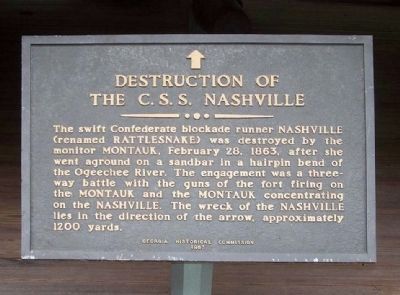 Destruction of the C.S.S. Nashville Marker. Click for full size. Destruction of the C.S.S. Nashville Marker image. Click for full size.