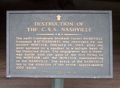 Destruction of the C.S.S. Nashville Marker image. Click for full size.