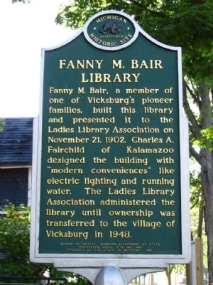 Fanny M. Bair Library Marker image. Click for full size.