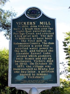 Vickers' Mill Marker image. Click for full size.