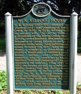 W.K. Kellogg House Marker image. Click for full size.