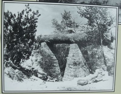 Masonry pillars were added to “support” Agate Bridge in 1911 image. Click for full size.