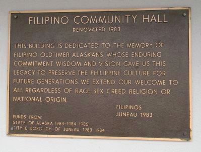 Filipino Community Hall - Renovated 1983. Click for full size. Filipino Community Hall - Renovated 1983 image. Click for full size.