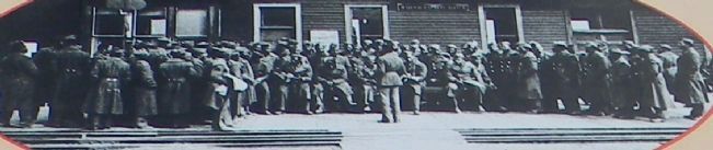 Carcross during World War II: Black soldiers assembled in Carcross,1942 image. Click for full size.