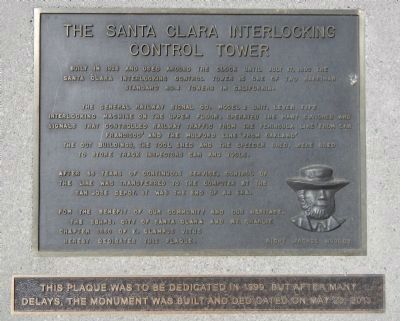 The Santa Clara Interlocking Control Tower Marker image. Click for full size.