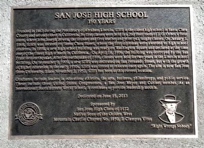 San Jose High School Marker image. Click for full size.