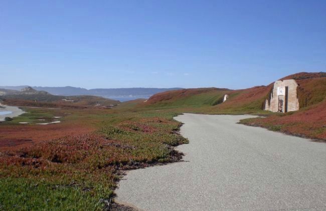 Former Ammunition Bunkers (to the right of the path). Click for full size. Former Ammunition Bunkers (to the right of the path) image. Click for full size.