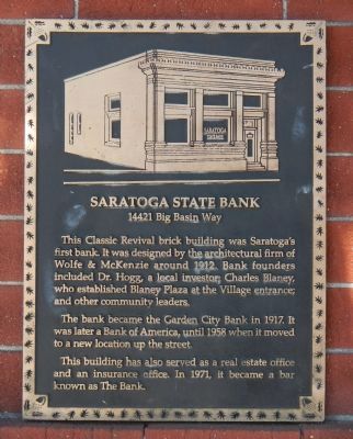 Saratoga State Bank Marker image. Click for full size.