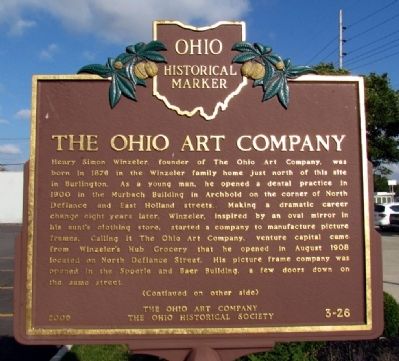 The Ohio Art Company Marker. Click for full size. The Ohio Art Company Marker image. Click for full size.