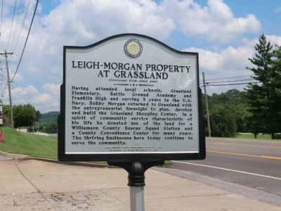Side Two - - Leigh-Morgan Property at Grassland Marker image. Click for full size.