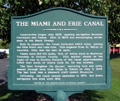 The Miami and Erie Canal Marker image. Click for full size.