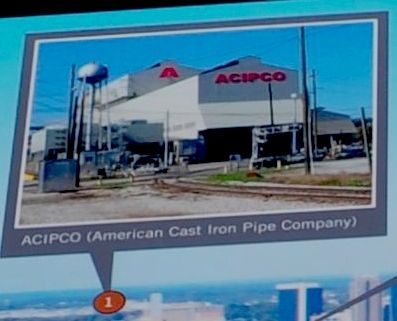 1. ACIPCO (American Cast Iron Pipe Company) image. Click for full size.
