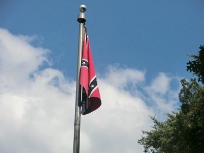 Confederate Flag raised in the cemetery image. Click for full size.