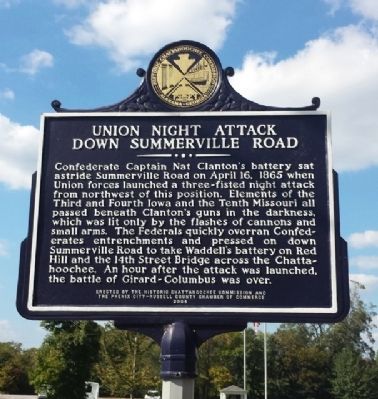Union Night Attack Down Summerville Road Marker image. Click for full size.