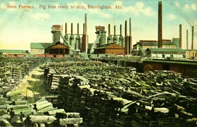 Sloss Furnace. Pig Iron Ready to Ship, Birmingham, Alabama. image. Click for full size.