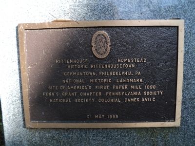 Rittenhouse Homestead Marker. Click for full size. Rittenhouse Homestead Marker image. Click for full size.