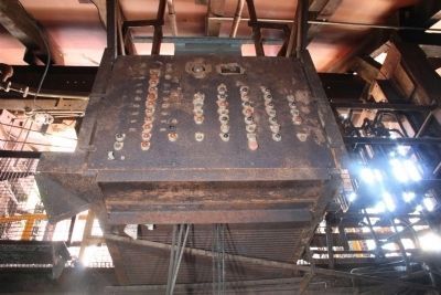 Panel of indicator lights at the Skip-Hoist transfer station.. Click for full size. Panel of indicator lights at the Skip-Hoist transfer station. image. Click for full size.