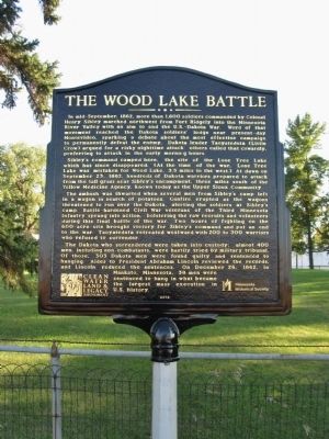 The Wood Lake Battle Marker image. Click for full size.