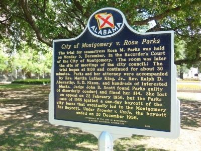 City of Montgomery v. Rosa Parks Marker. Click for full size. City of Montgomery v. Rosa Parks Marker image. Click for full size.