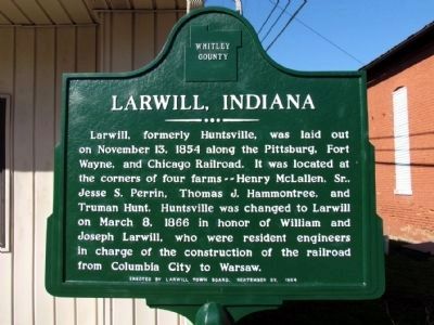 Larwill Indiana Marker image. Click for full size.