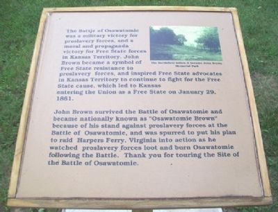 Battle of Osawatomie Marker. Click for full size. Battle of Osawatomie Marker image. Click for full size.