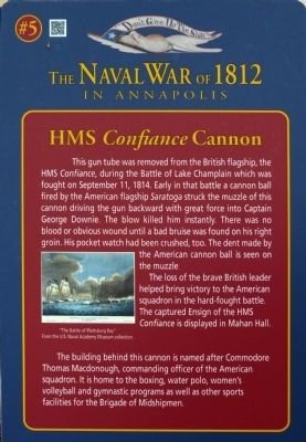 HMS <i>Confiance</i> Cannon Marker. Click for full size. HMS <i>Confiance</i> Cannon Marker image. Click for full size.