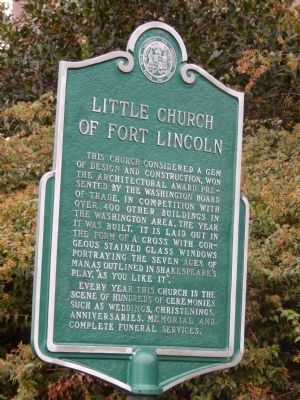 Little Church of Fort Lincoln Marker image. Click for full size.