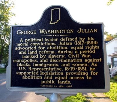 George Washington Julian Marker. Click for full size. George Washington Julian Marker image. Click for full size.