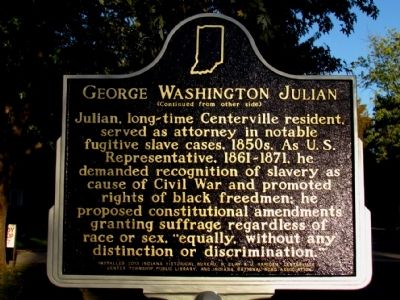 George Washington Julian Marker. Click for full size. George Washington Julian Marker image. Click for full size.