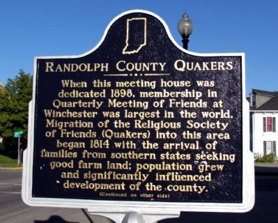 Randolph County Quakers Marker. Click for full size. Randolph County Quakers Marker image. Click for full size.