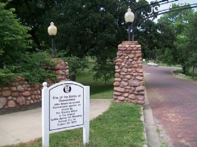Site of the Battle of Osawatomie Marker. Click for full size. Site of the Battle of Osawatomie Marker image. Click for full size.