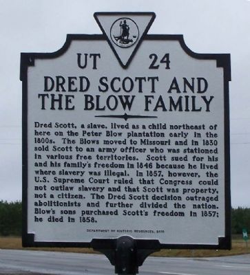 Dred Scott And The Blow Family Marker image. Click for full size.