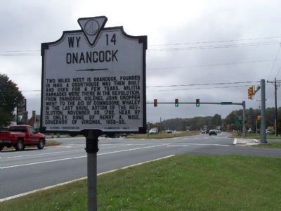 Onancock Marker, looking south along US 13 at West Main Street image. Click for full size.