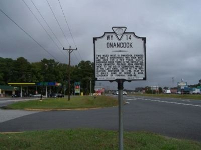 Onancock Marker seen looking north along US 13. Click for full size. Onancock Marker seen looking north along US 13 image. Click for full size.